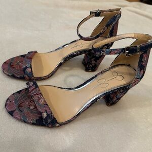 Floral block heeled sandals